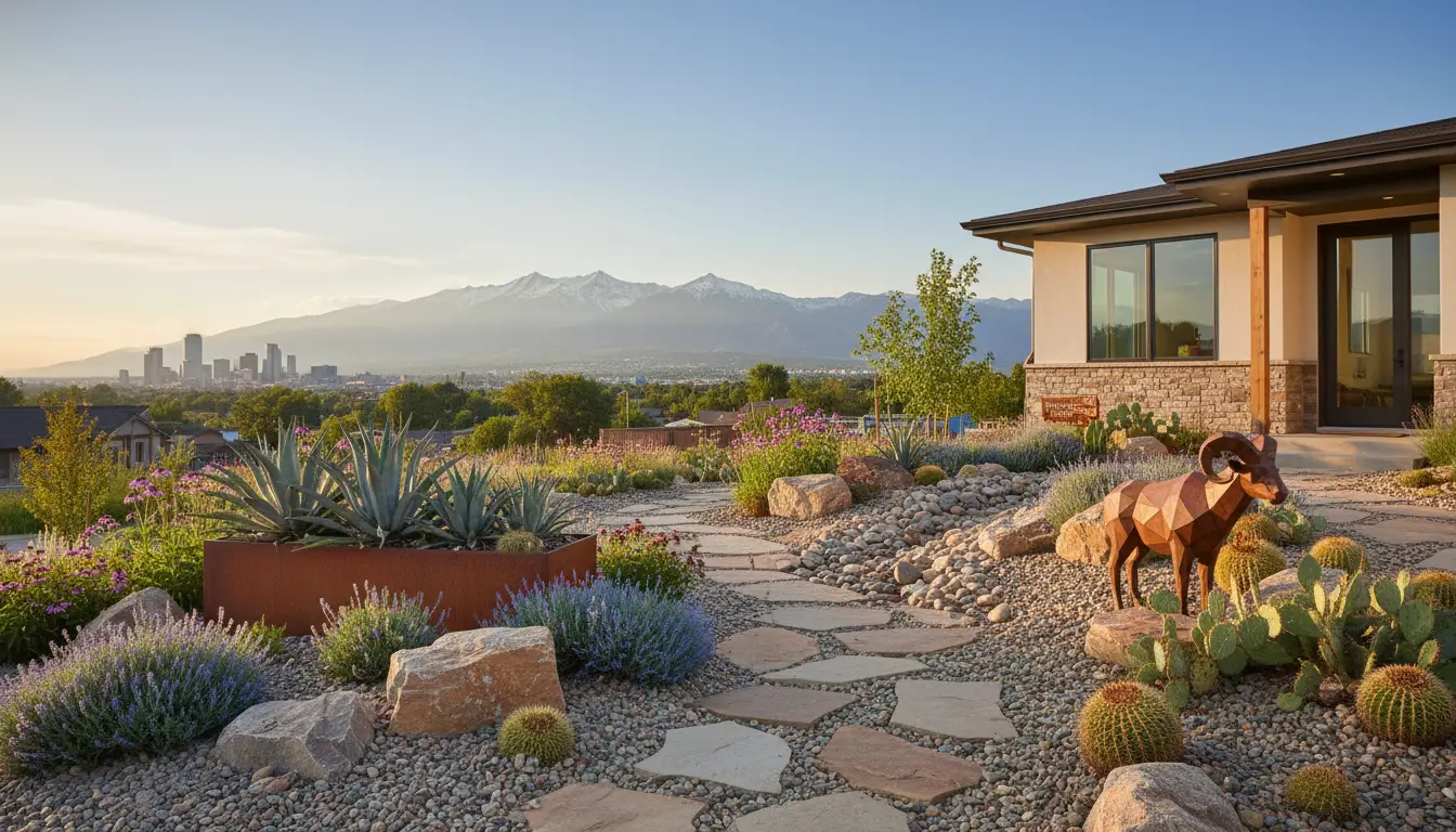 Beautifully designed native garden showcasing Denver xeriscaping